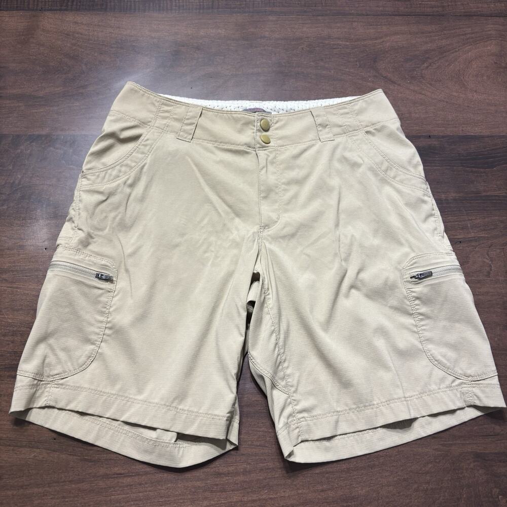 LL Bean Water Repellent Comfort Trail Shorts Mid Rise Khaki Sz 8 Lightweight Tan